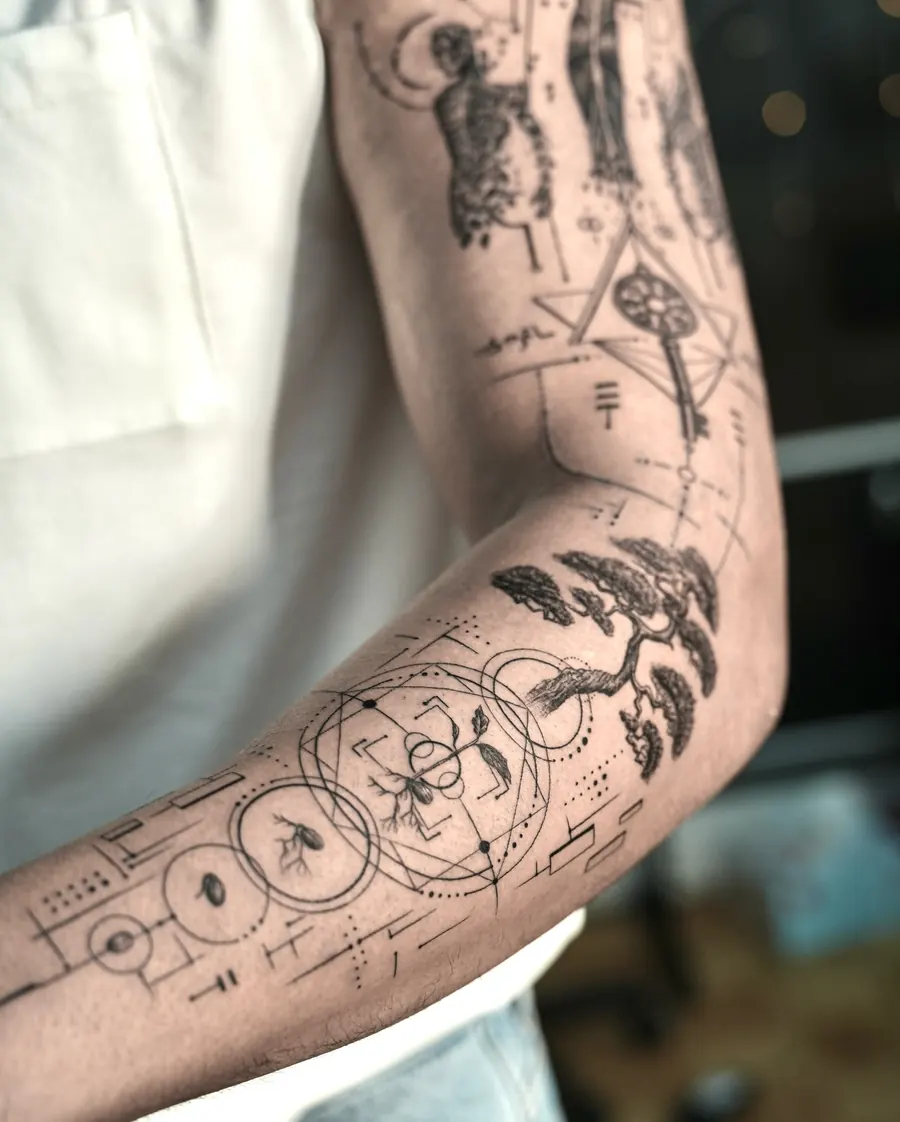Tatuaż fine line — realizacja 6, autor @mr.j.fineline
