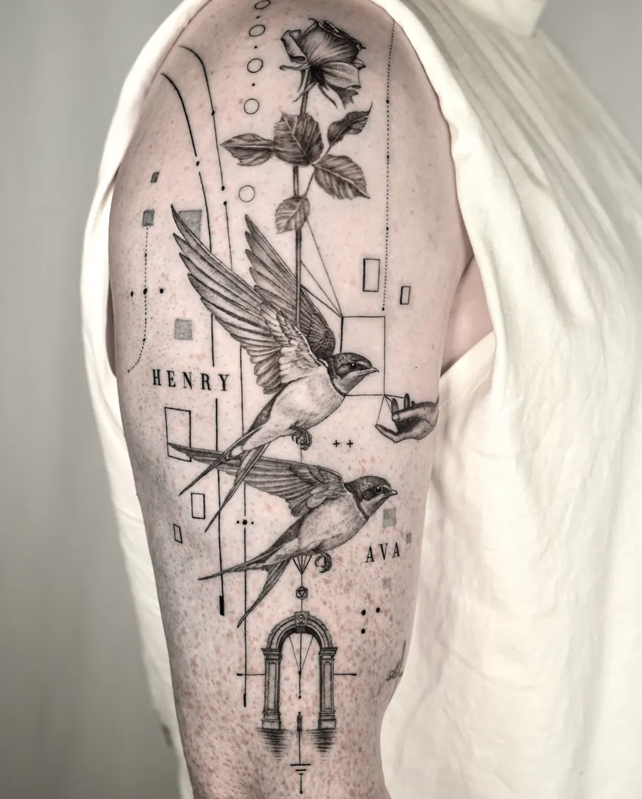 Tatuaż fine line — realizacja 9, autor @mr.j.fineline