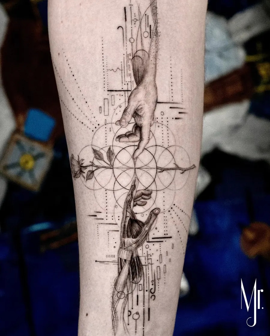 Tatuaż fine line — realizacja 30, autor @mr.j.fineline