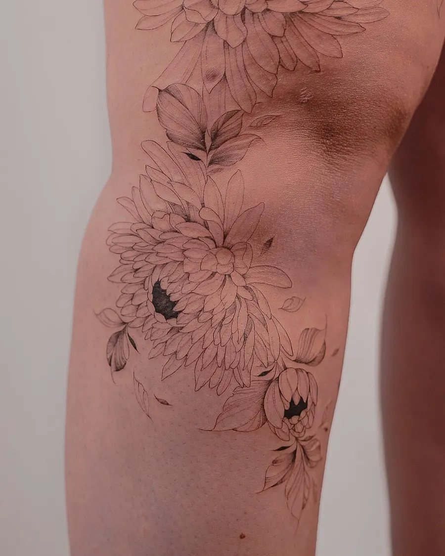 Tatuaż fine line — realizacja 51, autor @geehawkestattoo