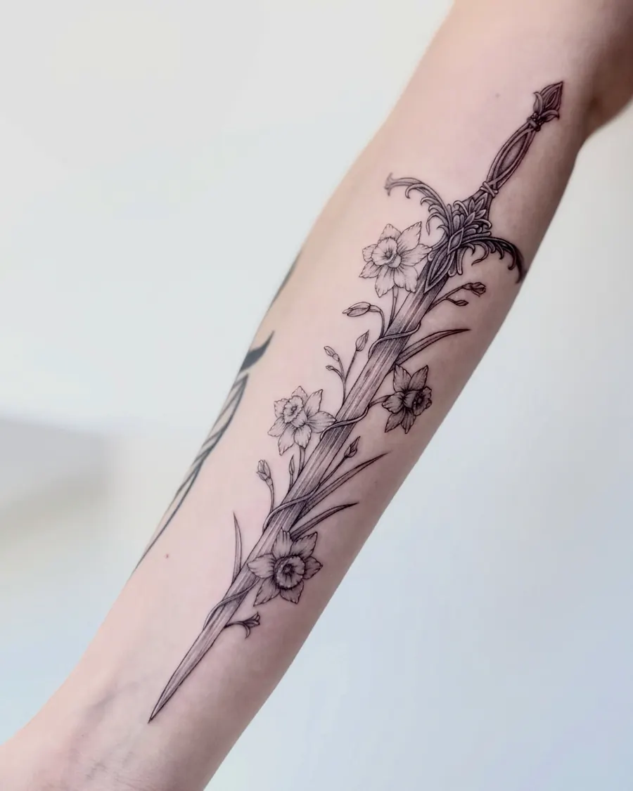 Tatuaż fine line — realizacja 88, autor @sinistrum_tattoo