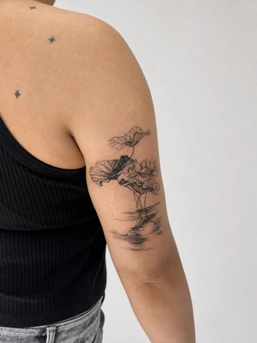 Tatuaż fine line — realizacja 91, autor @zezitattoo